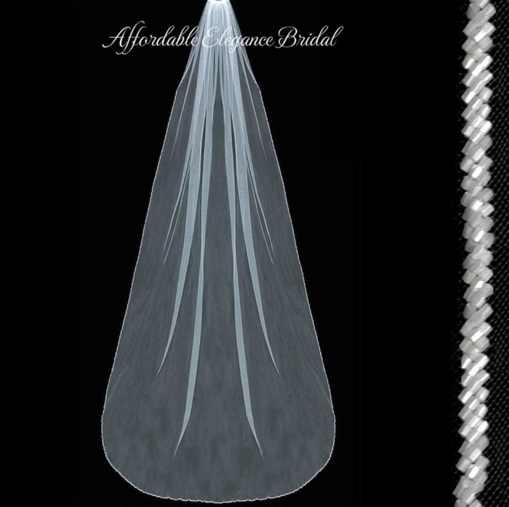 Diamond White (off white) Royal Cathedral wedding veil 120" inches